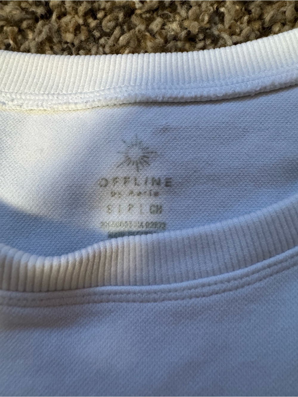 aerie Women's Long Sleeve Cropped Tee in White - Picture 2 of 2